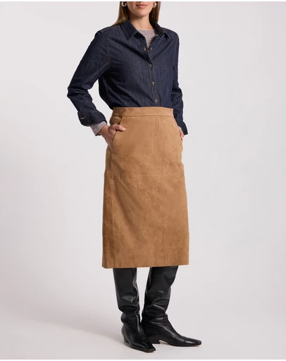 David Lawrence - Tanzie Suede Pencil Skirt