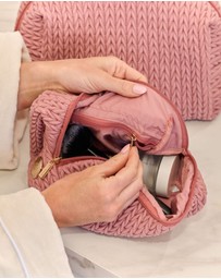 Sky Gazer - Luxe Quilted Make-Up & Toiletry Bag Set (Dusty Pink)