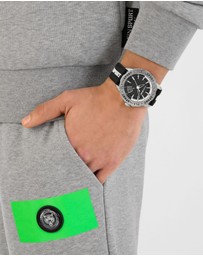 Plein Sport - Plein Rampage 44mm Black dial and Black White Silicone strap