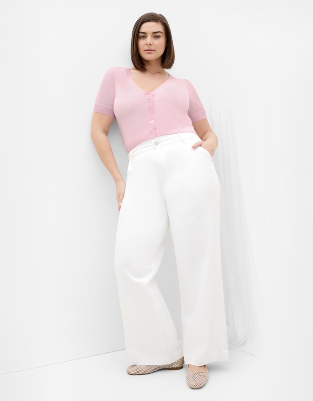 City Chic - Plus size Tara Short Sleeve Crop Cardigan - soft pink