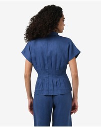 Forcast - Ami Linen Pleated Tuck Shirt