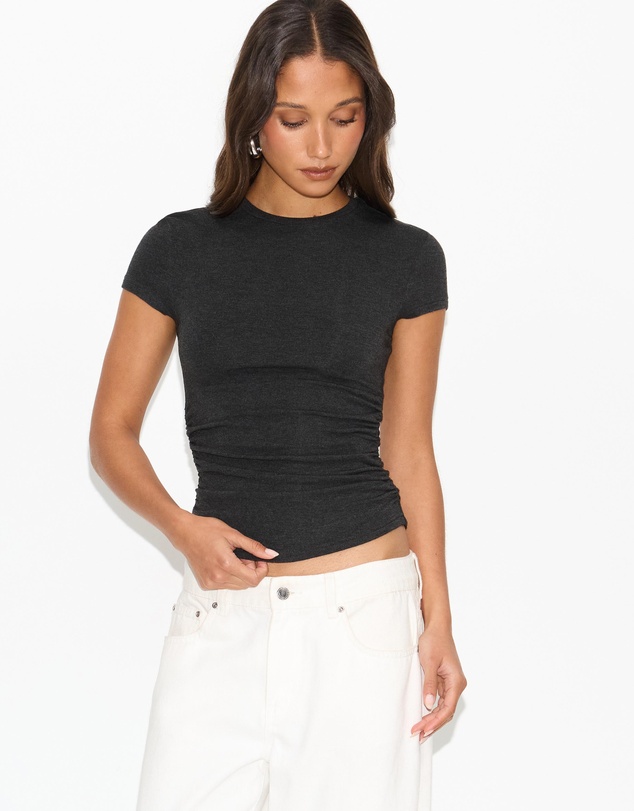 Dazie - Kayla Ruched Short Sleeve Top