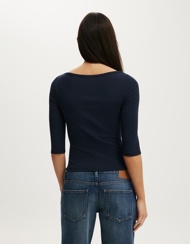 Cotton On - 90S Boatneck ¾ Sleeve