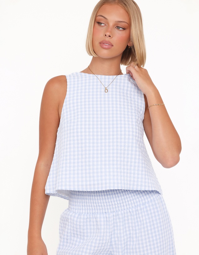 Petal & Pup - Jillian Smocked Pant Set - Blue Gingham