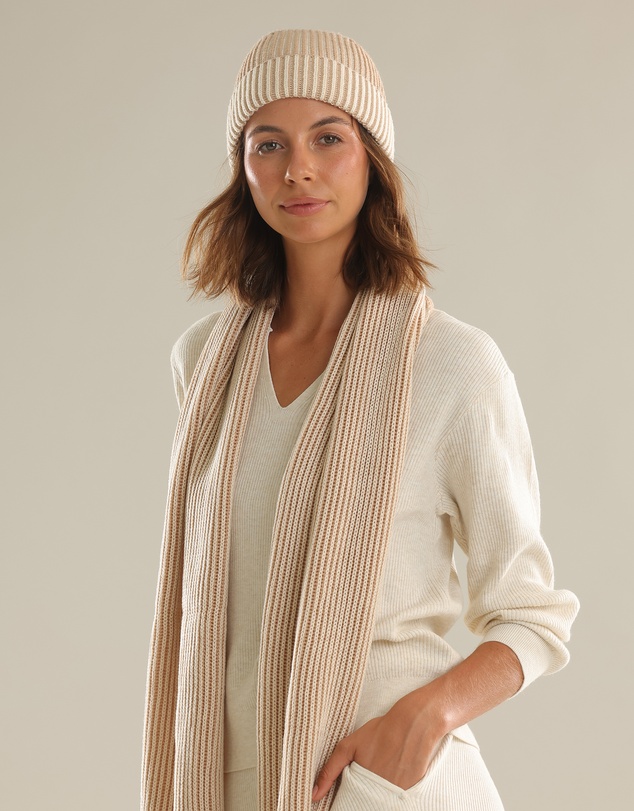 Morgan & Taylor - Sarina Ribbed Knit Beanie in Beige