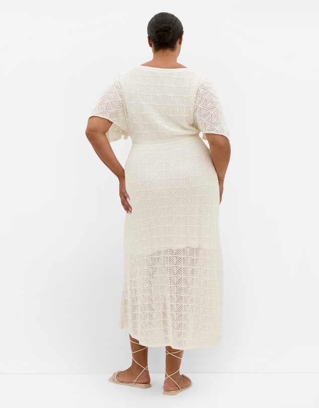 City Chic - Plus size Cassie Crochet Knit Dress - creme