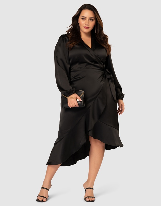 Pink Dusk by Curve Project - Girl Crush Satin Wrap Dress
