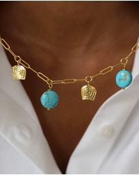Ottoman Hands - Amore Turquoise Charm Chain Necklace