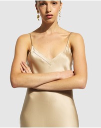 GINIA - Silk Long Nite V Neck