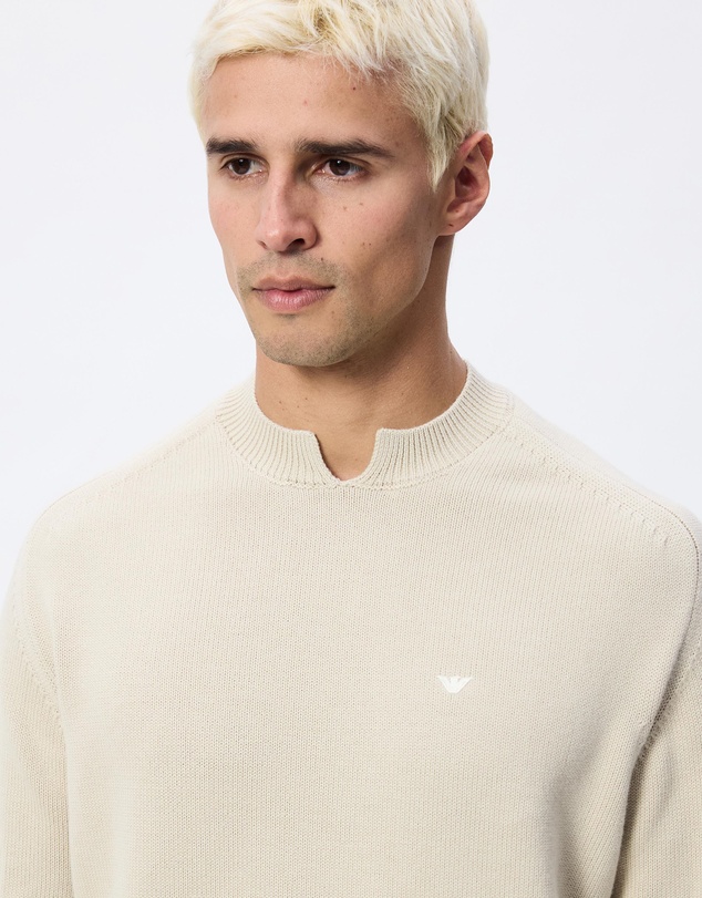 Emporio Armani - Notch Neck Embroidered Logo Pullover