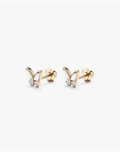 Michael Hill - Children's Mother of Pearl Butterfly Stud Earrings in 10kt Yellow Gold