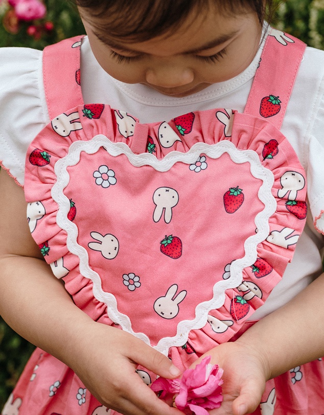 Kynd Baby - Miffy Heart Pinafore in Strawberry