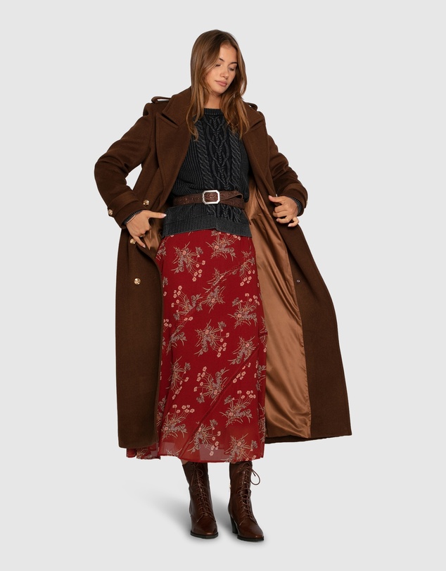 Belle & Bloom - Command Wool Blend Double Breast Maxi Coat