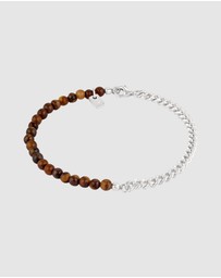 Kuzzoi - ICONIC EXCLUSIVE - Bracelet Male Beads Tigers Eye 925 Sterling Silver