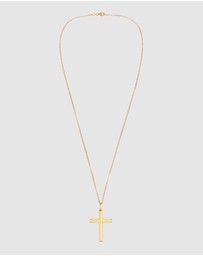 Kuzzoi - ICONIC EXCLUSIVE - Necklace Chain with Cross Pendant Massive in 925 Sterling Silver Gold Plated