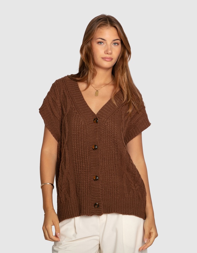 Belle & Bloom - Rosette Oversized Knitted Vest