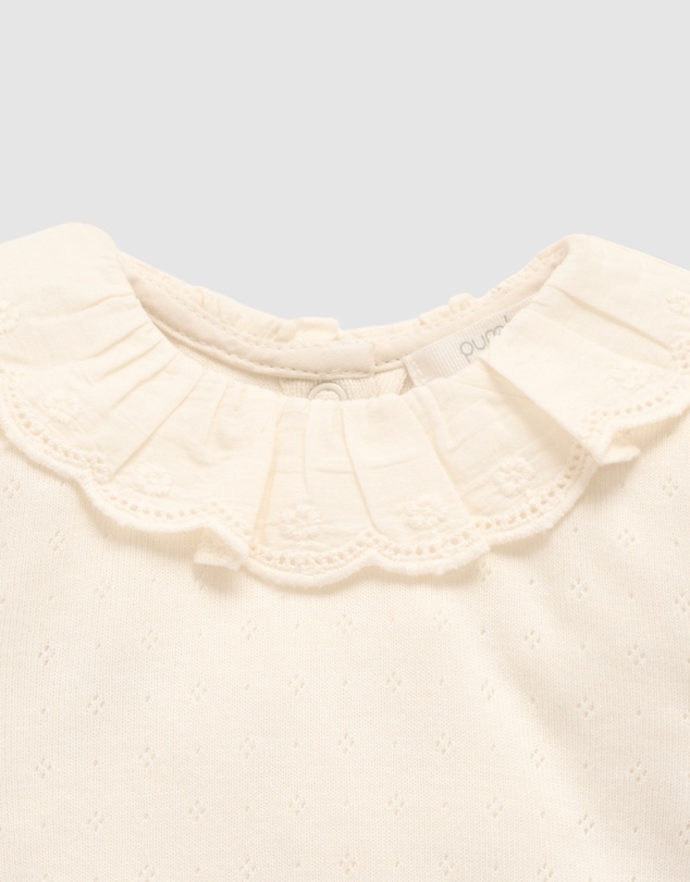 Purebaby - Ruffle Pointelle Bodysuit -Kids-Babies