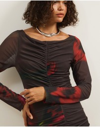 Atmos&Here - Indie Long Sleeve Mesh Maxi Dress