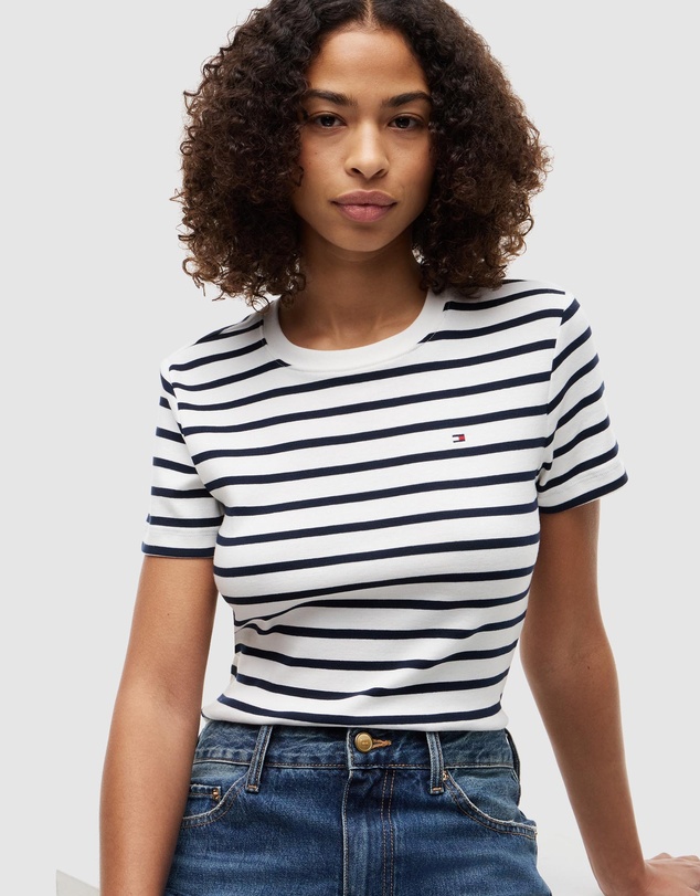 Tommy Hilfiger - Flag Embroidery Ribbed Slim T-Shirt