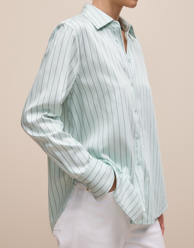 Trenery - Soft Stripe Long Sleeve Shirt in Faint Blue