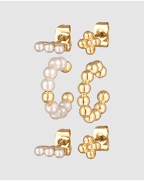 Elli Jewelry - Earrings Set Earcuff Beads Brass Collection
