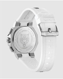 Plein Sport - PLEIN TITAN Watch 46mm White Silver Dial and White Silicone Strap