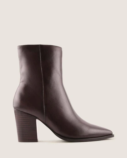 Shelly Shen - Ellis Heel Ankle Boots Brown Leather