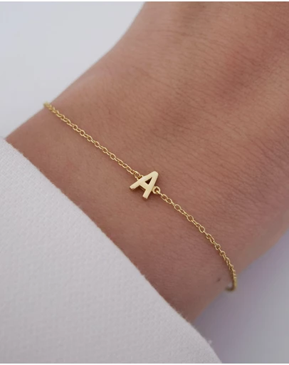 The Silver Collective - Petite A-Z Letter Bracelet Gold - A