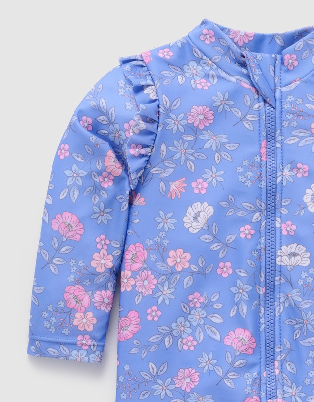 Purebaby - Printed Long Sleeve Rashie Sunsuit- Kids-Babies