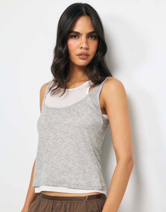AERE - Semi Sheer Double Layered Tank