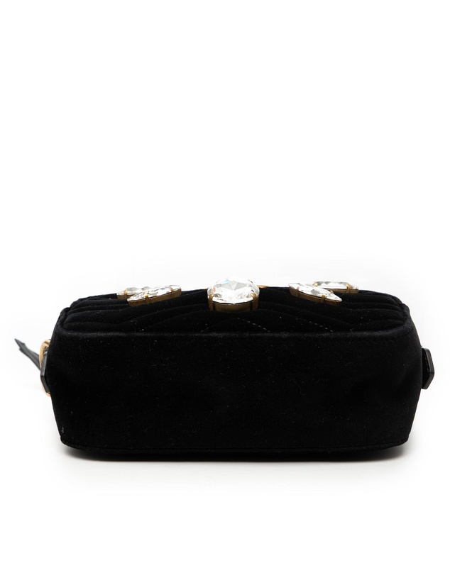 Pre-Loved by Azura Reborn - Pre-Loved Mini GG Marmont Crystal Embellished Matelasse Velvet Crossbody