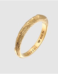 Kuzzoi - ICONIC EXCLUSIVE - Ring Men Narrow Used Look 925 Sterling Silver Gold-plated