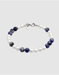 Kuzzoi - ICONIC EXCLUSIVE - Bracelet Male Ball Agate and Shell Pearls 925 Sterling Silver