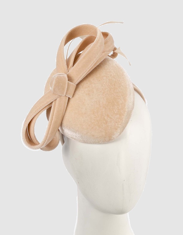 Max Alexander - Velvet Beige Winter Pillbox Fascinator