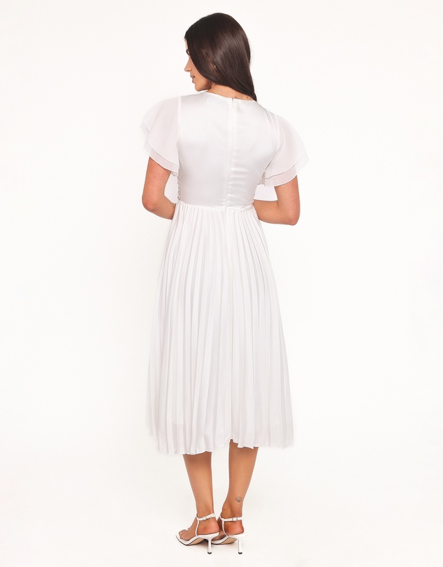 Petal & Pup - Nova Flutter Sleeve Midi Dress - White