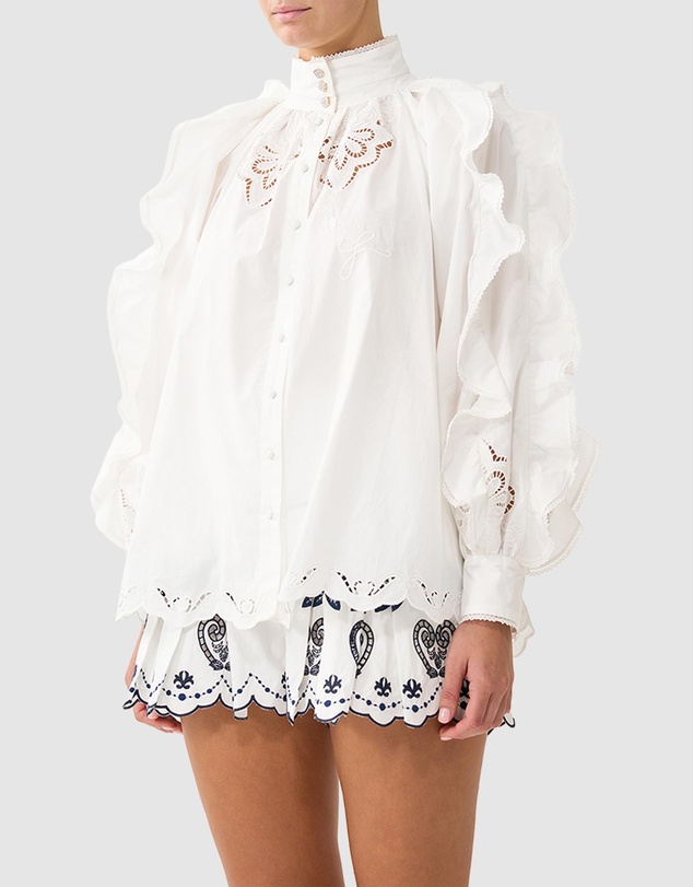 Camilla - Relaxed Blouse With Frill Sleeve Detail