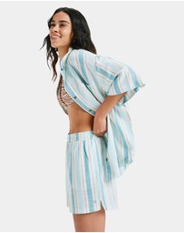 Roxy - Womens Lekeitio Bay Stripe Elastic Waist Shorts