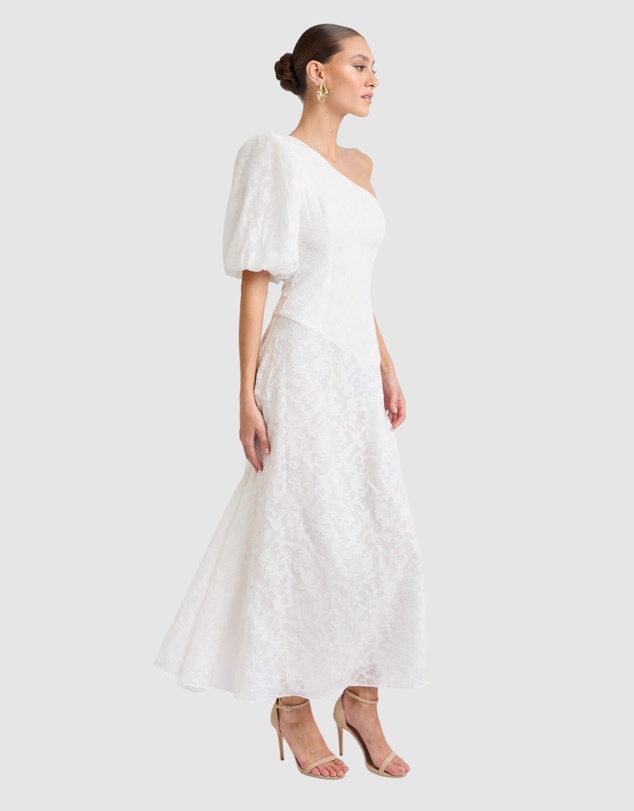 Honey and Beau - Stanley One Shoulder Puff Sleeve Dress