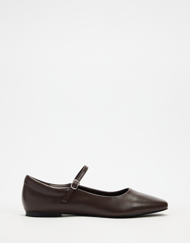 AERE - Leather Mary Jane Ballet Flats - Women's
