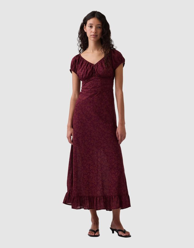 GAP - SS V-Neck Button Maxi Dress