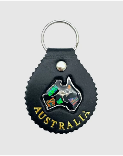 Jacaru - Jacaru 6403 Leather Keyring Round With Opal