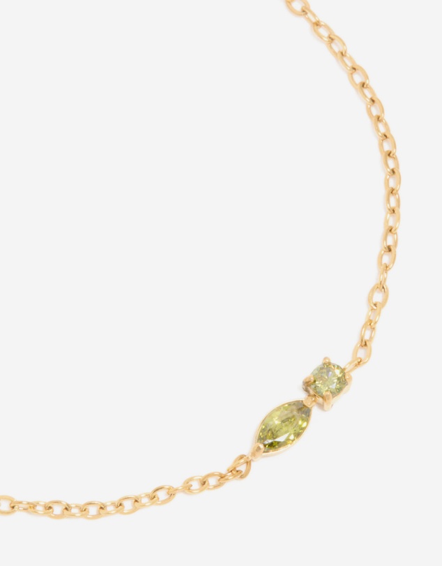 Lovisa - Waterproof Gold Plated Stainless Steel August Light Green Cubic Zirconia Birthstone Bracelet