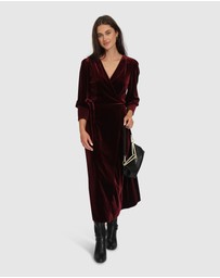 Belle & Bloom - Current Mood Velvet Wrap Dress - Burgundy