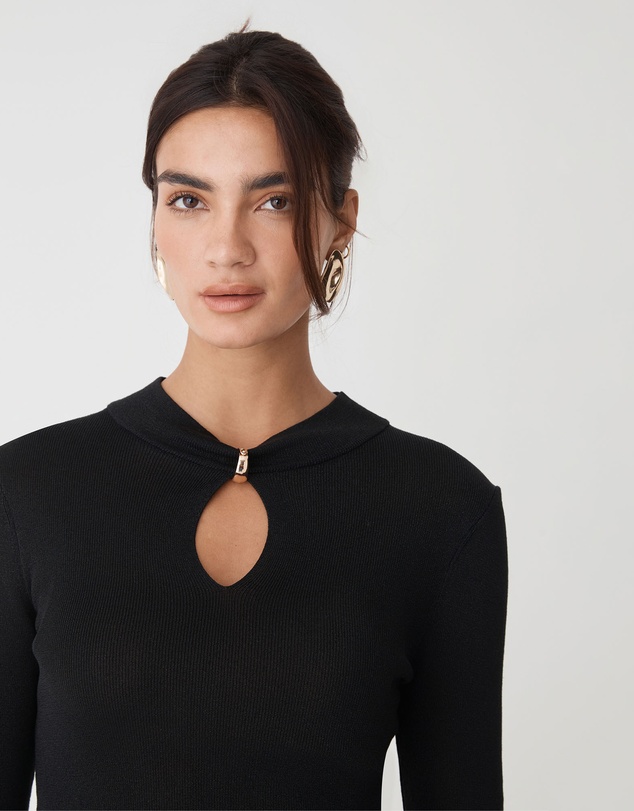 Forcast - Ciara Keyhole Lurex Knit Top
