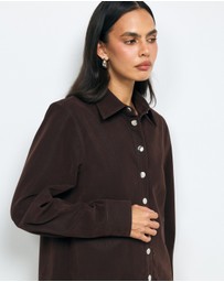 AERE - Suede-Look Panel Shirt