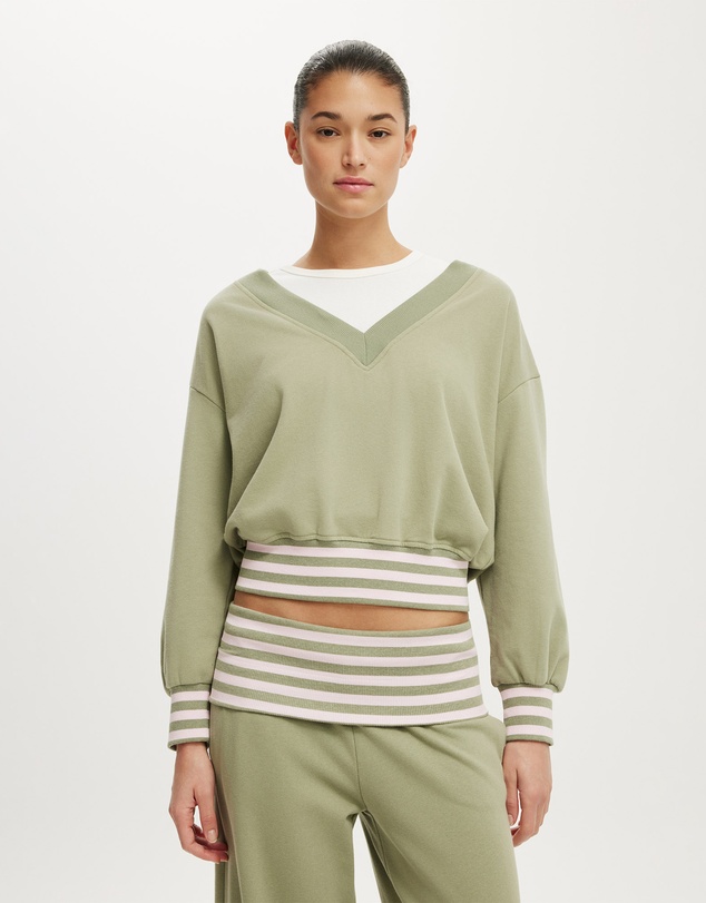 Cotton On - V Neck Fleece Sweatshirt