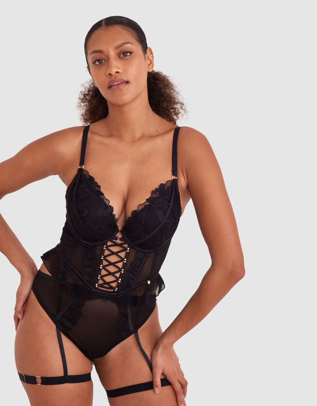 Bras N Things - Vamp Spell On You Push Up Bodysuit - Black