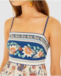 Farm Rio - Floral Delhi Tapestry Light Pink Midi Dress