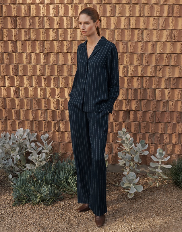 Trenery - Rope Stripe Pull On Pant in Navy