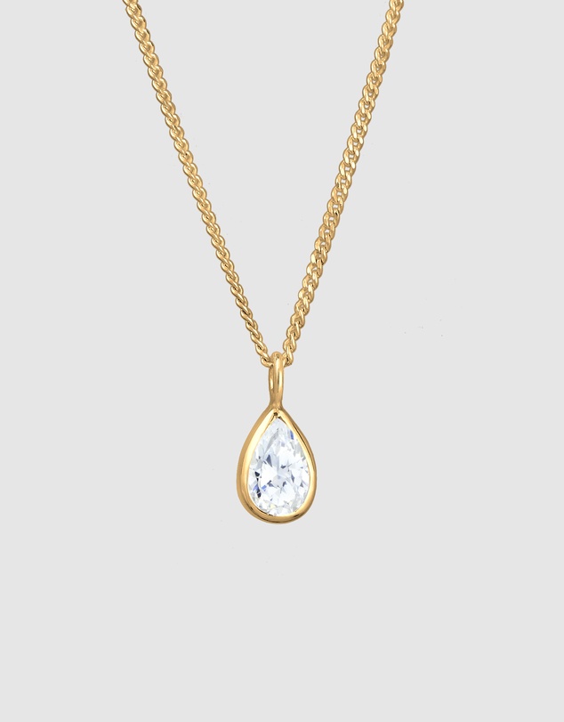Elli Jewelry - Zirconia Necklace in Gold-Plated 925 Silver